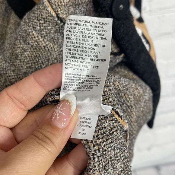 Chicos Cardigan Women XL Long Sleeve Chunky Cheetah Long Sweater Duster Cozy - Picture 8 of 12